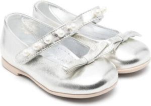 Monnalisa Ballerina pumps verfraaid met imitatieparels Grijs