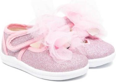 Monnalisa Ballerina's met glitter en ruches Roze