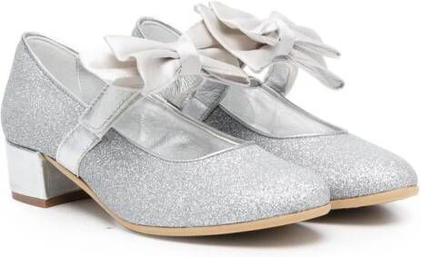 Monnalisa Ballerina's met oversized strik Zilver