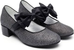 Monnalisa bow-detail 30mm block-heel ballerina shoes Zwart