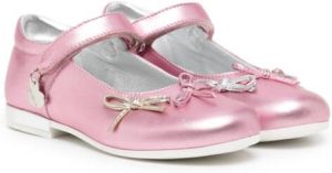 Monnalisa bow-detail leather ballerina shoes Roze