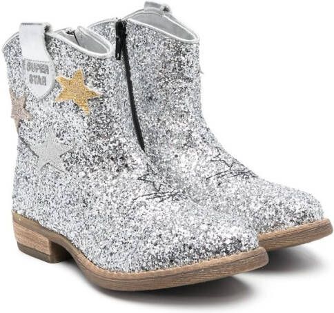 Monnalisa Cowboylaarzen met glitter Zilver