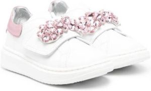 Monnalisa crystal-embellished touch-strap sneakers Wit