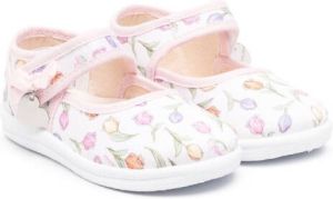 Monnalisa Ballerina's met bloemenprint Wit