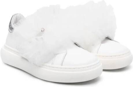 Monnalisa Leren sneakers met tule Wit