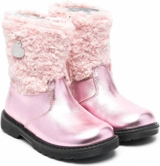 Monnalisa Enkellaarzen met logopatch Roze