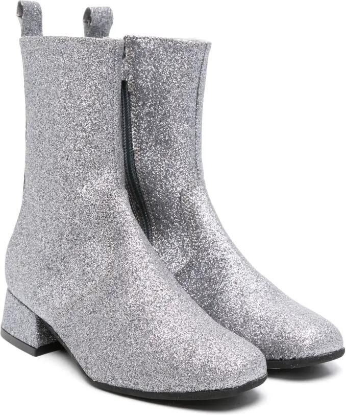 Monnalisa 50mm enkellaarzen met glitter Zilver