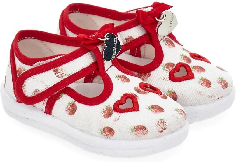 Monnalisa Babyschoentjes met aardbeiprint Wit