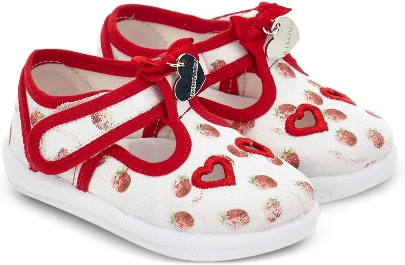 Monnalisa Ballerina's met aardbeienprint en uitgesneden hart Wit