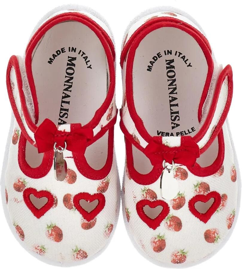 Monnalisa Ballerina's met aardbeienprint en uitgesneden hart Wit - Foto 2