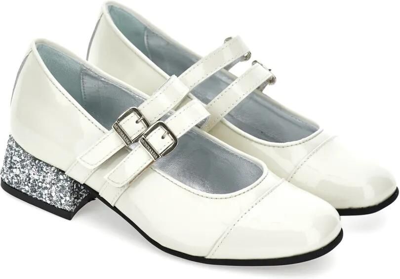 Monnalisa Ballerina's met dubbele bandjes en glitterhak Beige