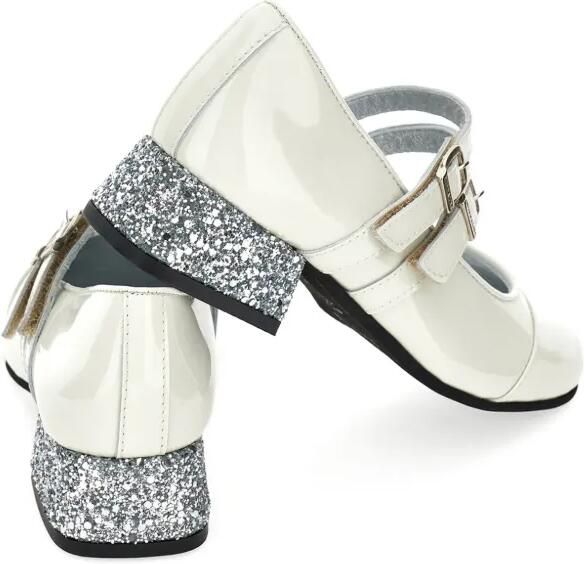 Monnalisa Ballerina's met dubbele bandjes en glitterhak Beige - Foto 4
