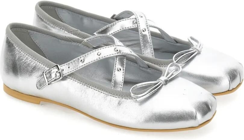 Monnalisa Ballerina's met gekruiste bandjes en strikdetail Zilver