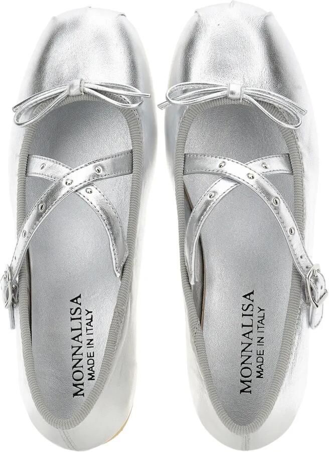 Monnalisa Ballerina's met gekruiste bandjes en strikdetail Zilver - Foto 3