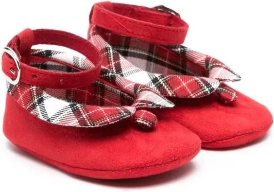 Monnalisa Ballerina's met gespsluiting en tartan afwerking Rood