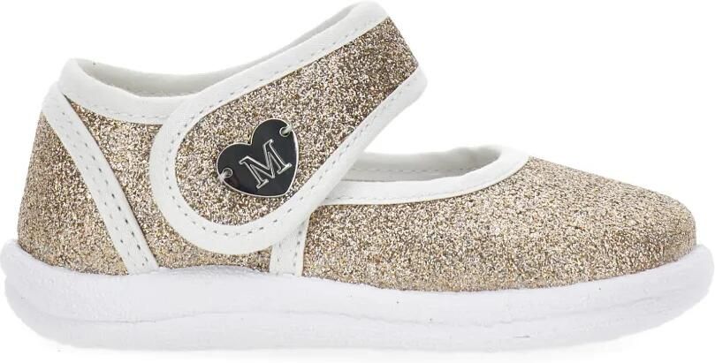 Monnalisa Ballerina's met glitter en hartapplicatie Goud