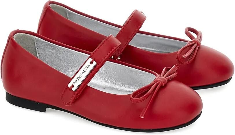 Monnalisa Ballerina's met klittenband en strik Rood