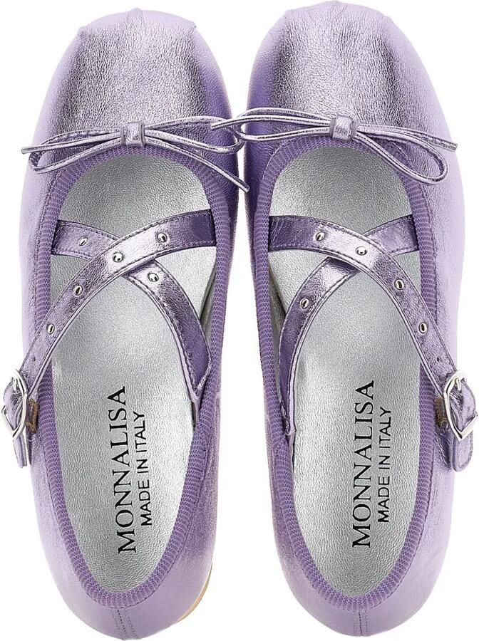 Monnalisa Ballerina's met strikdetail en metallic effect Paars - Foto 4