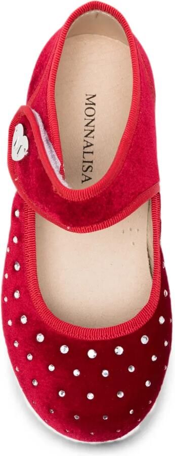 Monnalisa Ballerina's verfraaid met kristallen en klittenband Rood - Foto 3