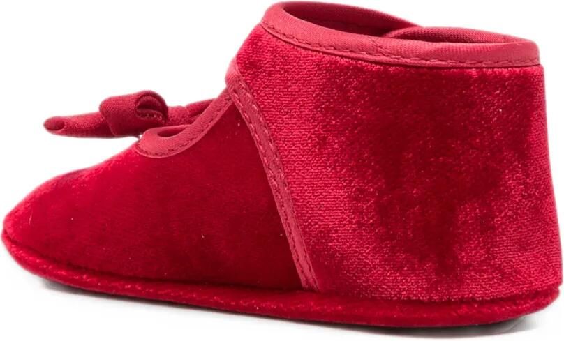 Monnalisa bow-detail velvet pre-walker shoes Rood