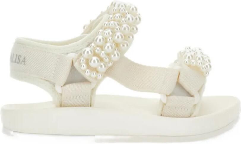 Monnalisa faux-pearl embellished touch-strap sandals Beige