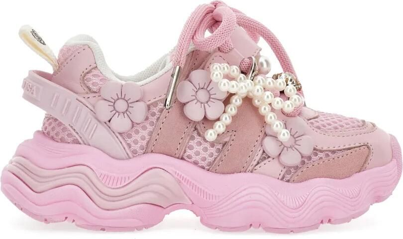 Monnalisa Flower sneakers met kralen Roze