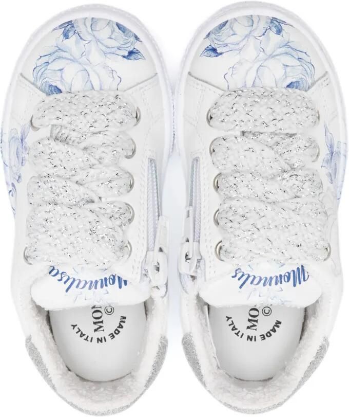 Monnalisa Frozen leren sneakers Wit - Foto 2