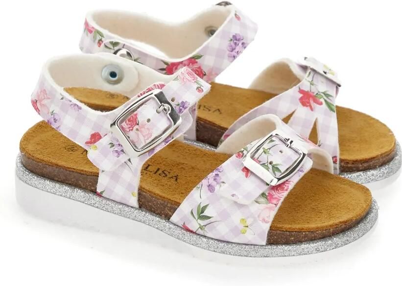 Monnalisa Geruite sandalen met gesp Wit