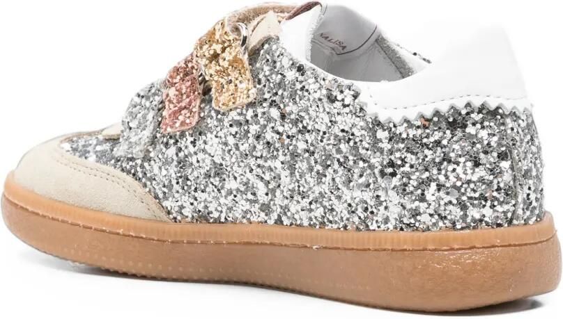 Monnalisa glitter-embellished touch-strap sneakers Zilver - Foto 2