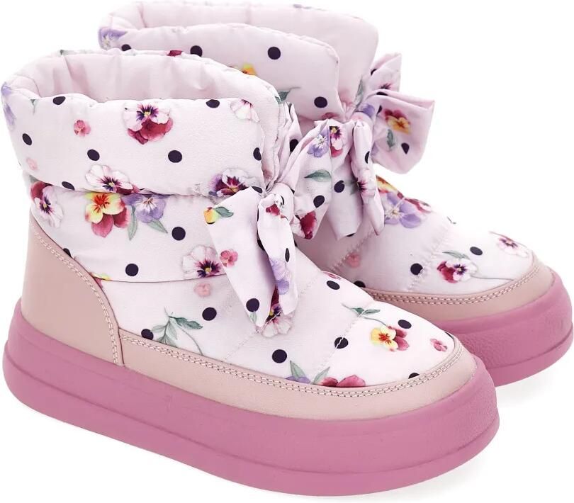 Monnalisa Laarzen met bloe print en strikdetail Roze