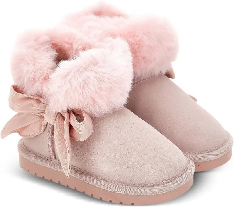 Monnalisa Laarzen met strik-detail en afwerking van imitatiebont Roze