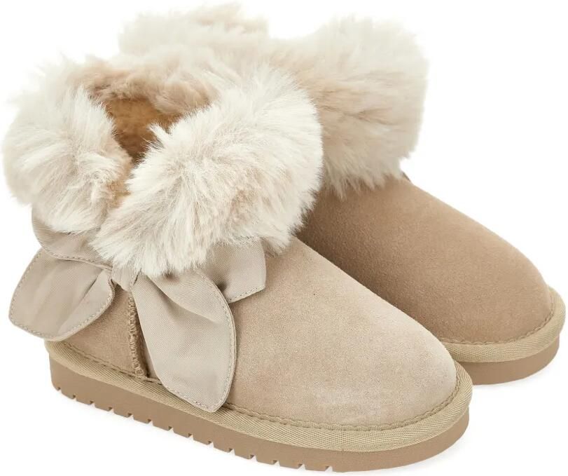 Monnalisa Laarzen met strikdetail van imitatiebont Beige