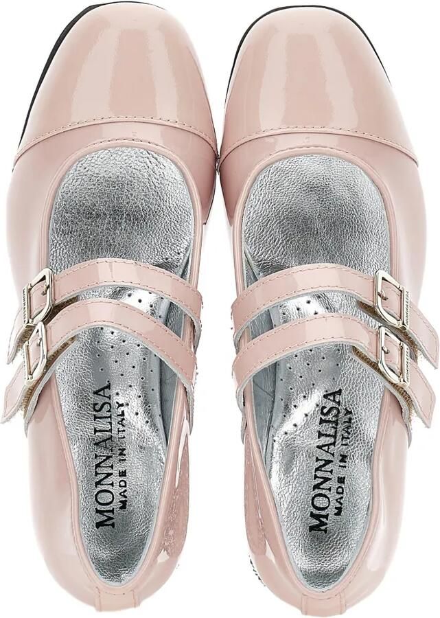 Monnalisa Lakleren ballerina's met glitter hak Roze - Foto 3