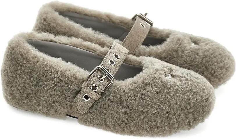 Monnalisa Lammy ballerina's met gespsluiting Grijs