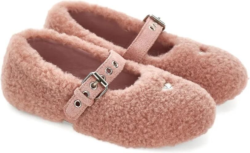 Monnalisa Lammy ballerina's met gespsluiting Roze