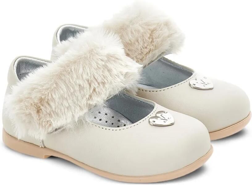 Monnalisa Mary Jane schoenen met afwerking van bont Beige