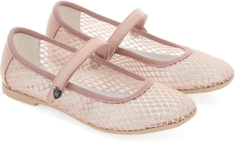 Monnalisa Mesh ballerina's met hartapplicatie Roze