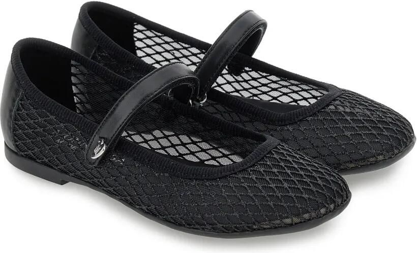 Monnalisa Mesh ballerina's met hartplakkaat Zwart
