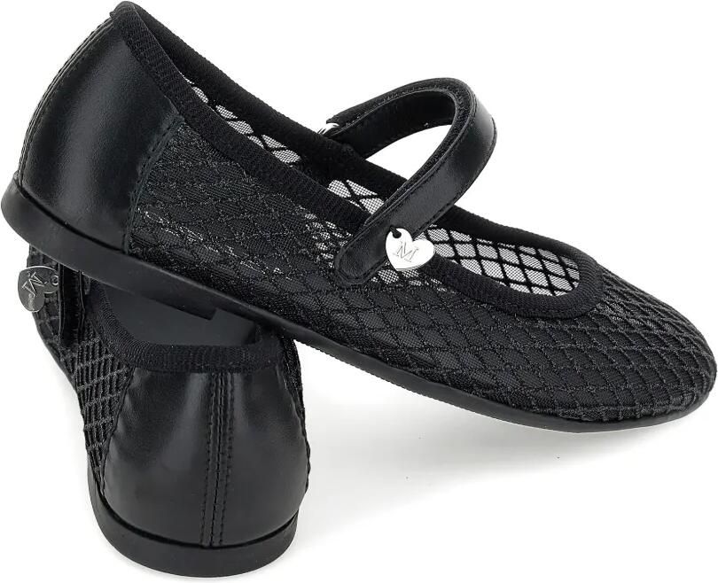 Monnalisa Mesh ballerina's met hartplakkaat Zwart - Foto 3