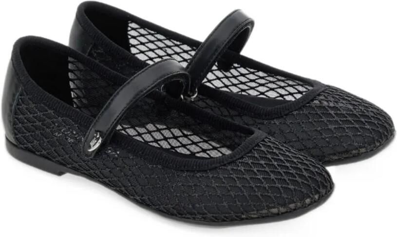 Monnalisa mesh heart-charm ballet flats Zwart