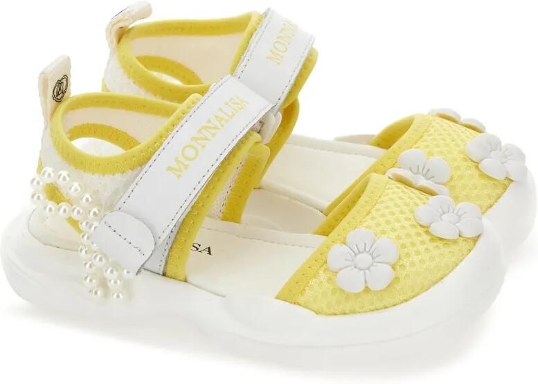 Monnalisa Sandalen met bloemparel Geel
