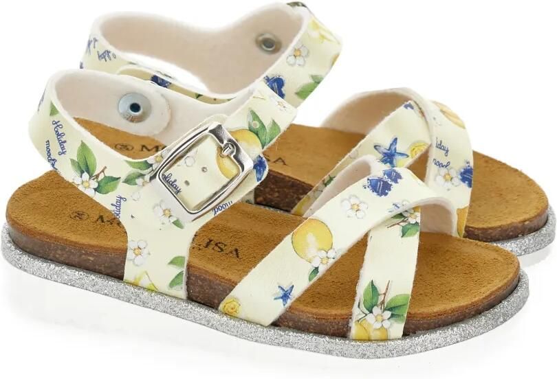 Monnalisa Sandalen met gesp en bloemdetail Beige