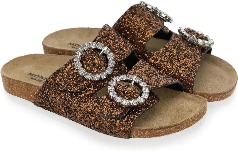 Monnalisa Sandalen met glitter gesp Bruin