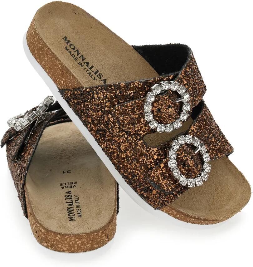 Monnalisa Sandalen met glitter gesp Bruin - Foto 3