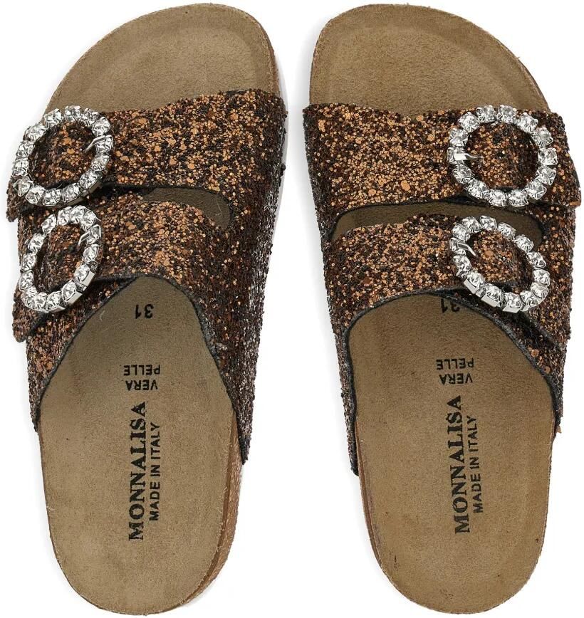 Monnalisa Sandalen met glitter gesp Bruin - Foto 2