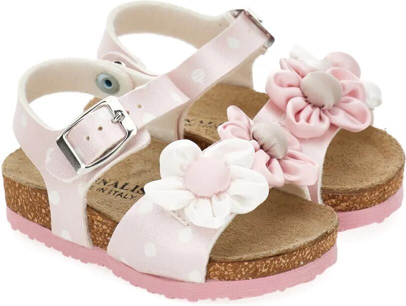 Monnalisa Sandalen met stippen en bloemprint Roze