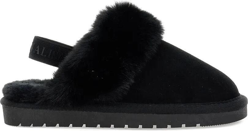 Monnalisa Slippers met afwerking van imitatiebont Zwart