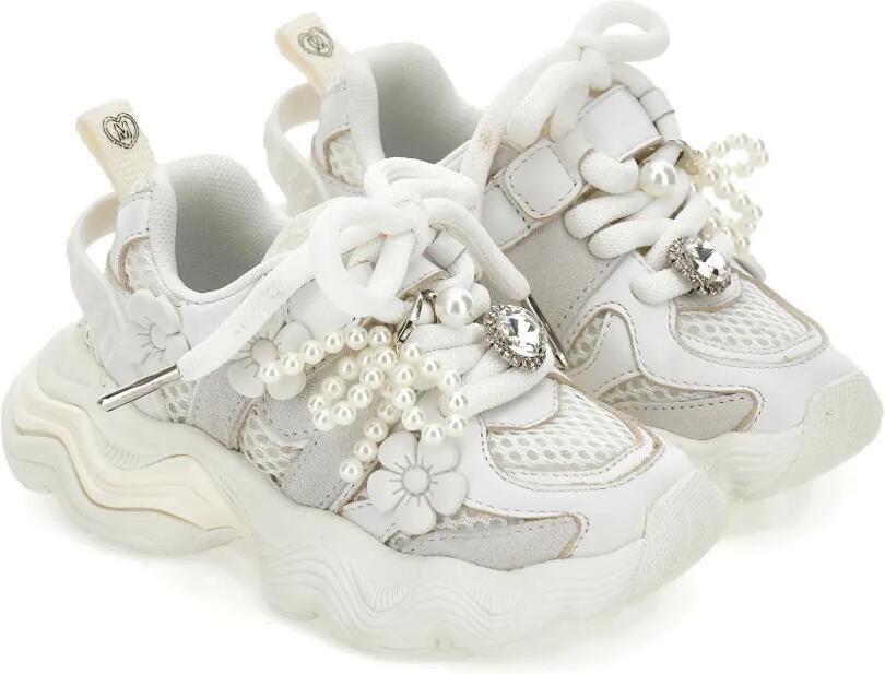Monnalisa Sneakers met bloe parel Wit