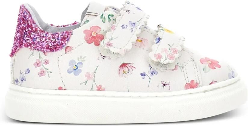 Monnalisa Sneakers met bloe print en glitterdetail Beige - Foto 4
