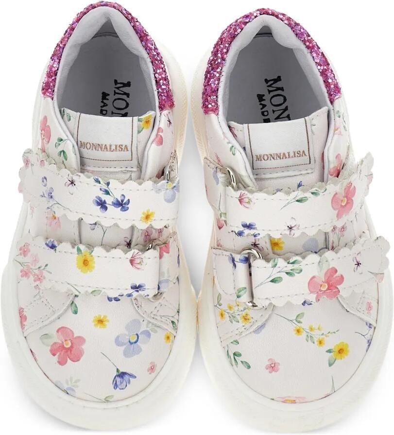 Monnalisa Sneakers met bloe print en glitterdetail Beige - Foto 3